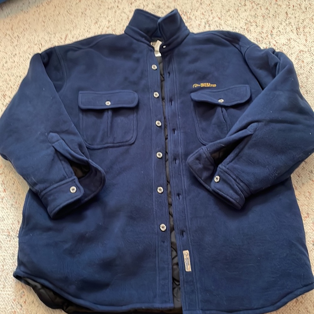 Ducks Unlimited Button Down Shirt Jacket Lined Blue XL Vtg SafTBak Classic hunt